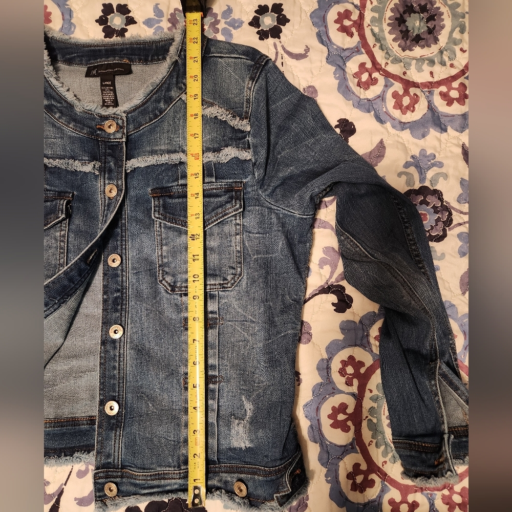 INC International Concepts Distressed Medium Blue Denim Jacket - Picture 9 of 10